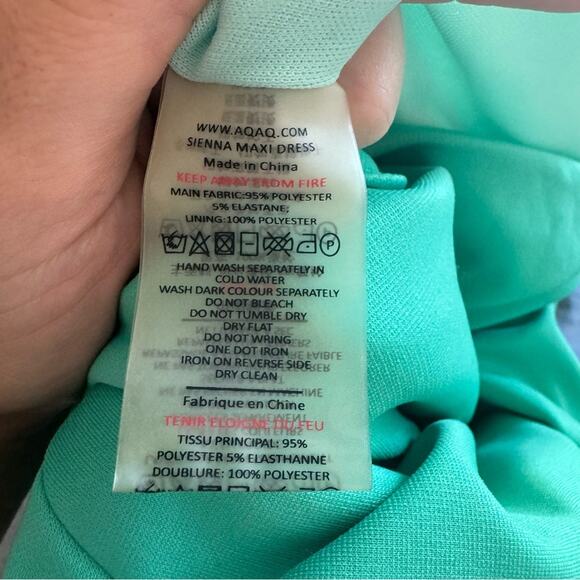 AQ/AQ Sienna Mint Green Halter Neck Sleeveless Open Back Slit Maxi Dress Size 4 - Picture 8 of 9